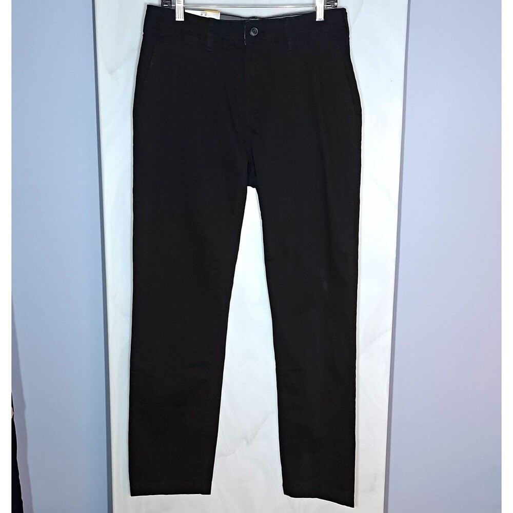Falls Creek Mens Chino Pants 32x32 Black Stretch 550 Flat Front Straight Leg NWT